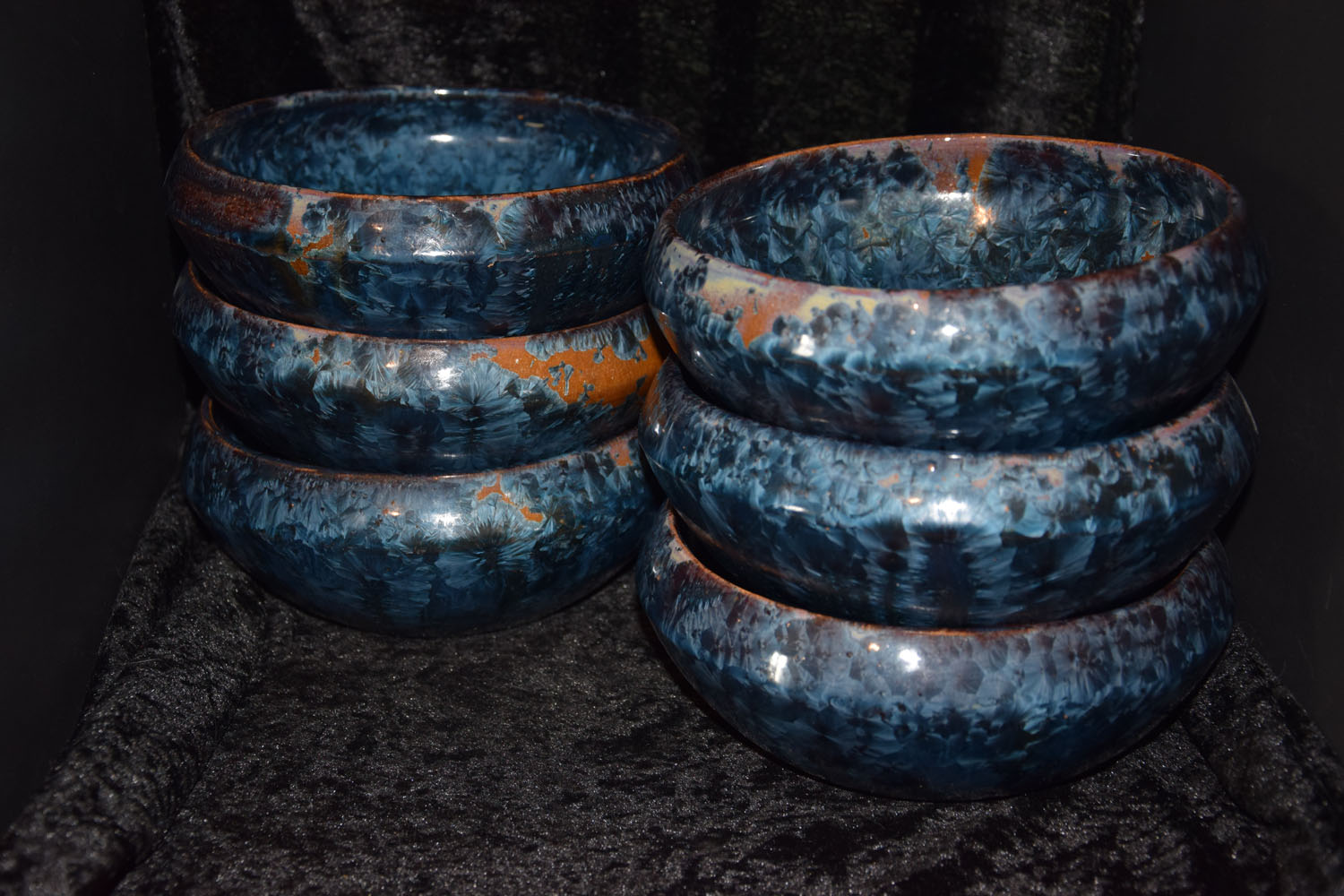 Lot De 6 Assiettes Creuses En Grès Peint à La Main - 21,2 Cm - Tons Terre Cuite, Sauge, Indigo, Sable