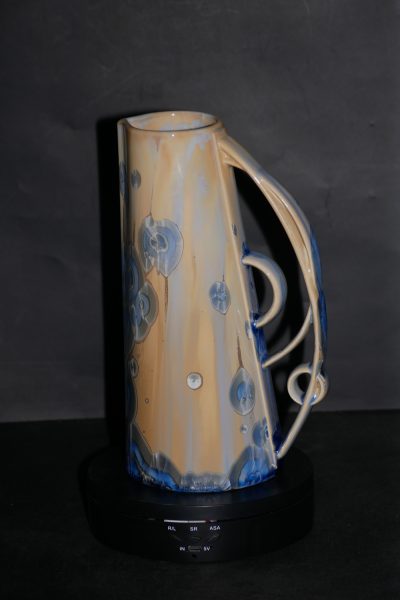 Pichet en porcelaine cristaux gris bleu 75cl