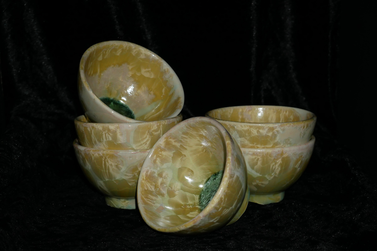 Jeu de 6 bolées en porcelaine vert citron