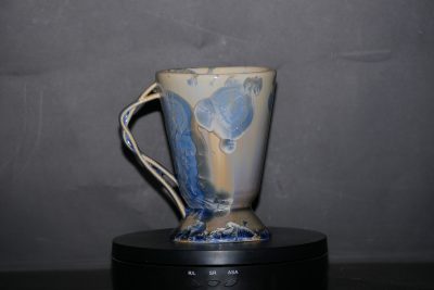 Mazagran avec anse en porcelaine gris-bleu 17cl