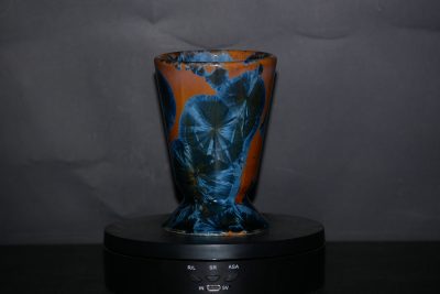 Mazagran en porcelaine orange marron bleu 17cl