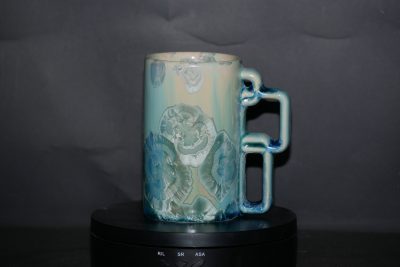 Tasse anse carrée porcelaine turquoise 30cl