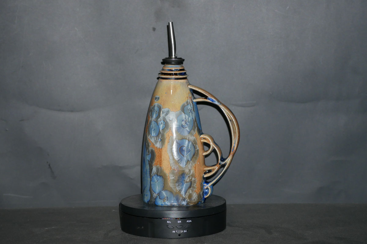 Huilier céramique artisanale cristaux bleu intense