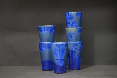 6 mazagrans en porcelaine bleu nuit