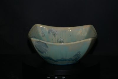 Coupelle carrée en porcelaine pour apéritif vert turquoise