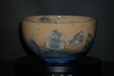 Bol en porcelaine beige bleu-gris
