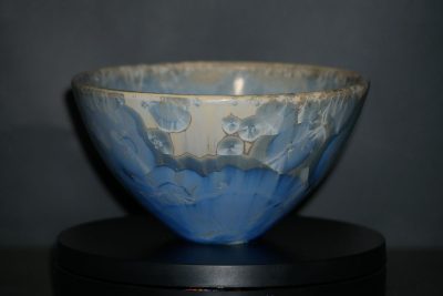 Céramique artisanale bol porcelaine ocre gris-bleu