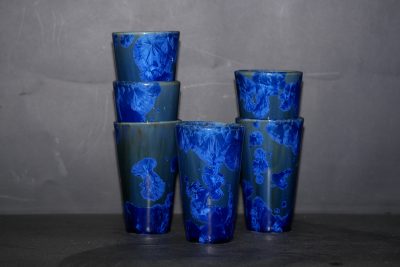 6 mazagrans en porcelaine bleu nuit