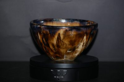 Bol en grès noir cristaux blanc 8 cm