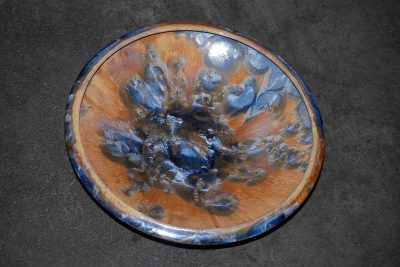 Coupe à fruits en porcelaine cristaux bleu intense 31 cm