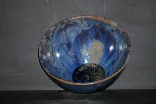 Bol japonais porcelaine bleu mauve taille moyenne