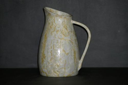Carafe grès blanc cristaux jaunes 1l