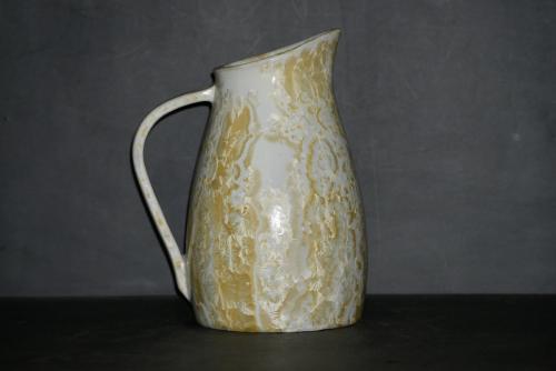 Carafe grès blanc cristaux jaunes 1l