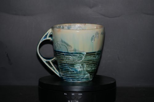Tasse à rayures porcelaine vert d'eau