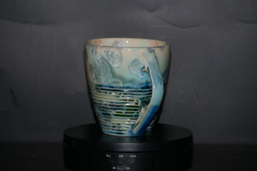 Tasse à rayures porcelaine vert d'eau