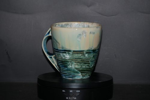 Tasse à rayures porcelaine vert d'eau