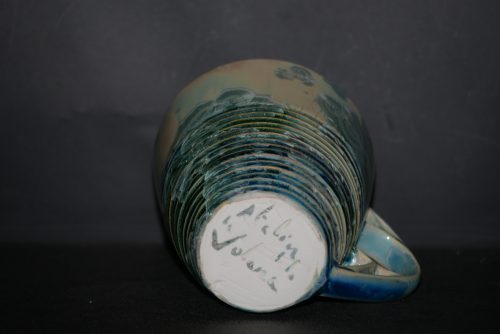 Tasse à rayures porcelaine vert d'eau