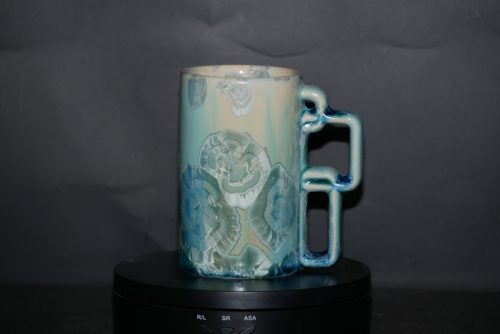 Tasse anse carrée porcelaine turquoise 30cl