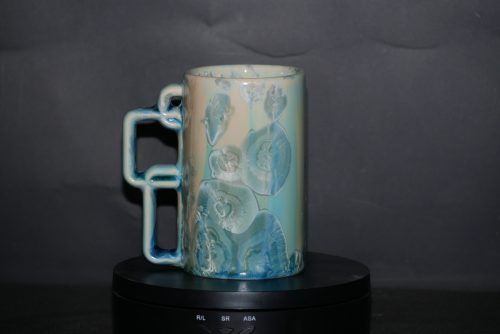 Tasse anse carrée porcelaine turquoise 30cl