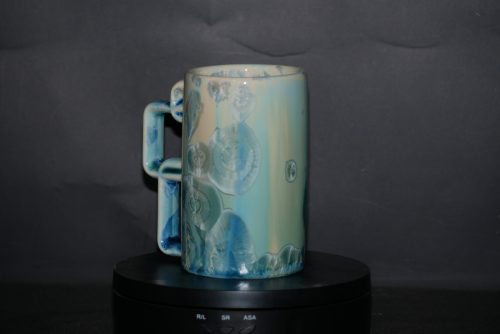 Tasse anse carrée porcelaine turquoise 30cl