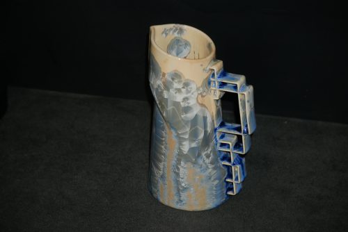 Carafe en porcelaine 600 ml cristaux gris-bleu