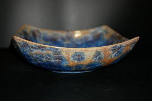 Coupe à fruits carrée en porcelaine bleu marron mauve
