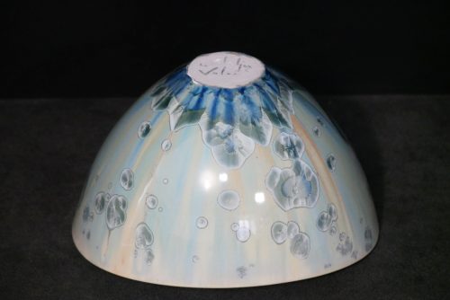 Grand saladier porcelaine avec courbe vert turquoise