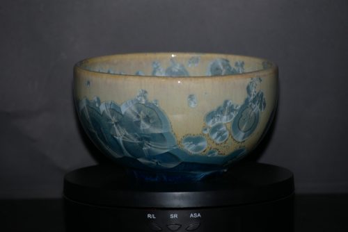 Bol en porcelaine cristaux gris-vert métallisés