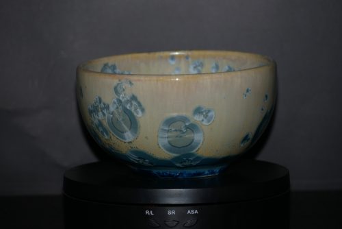 Bol en porcelaine cristaux gris-vert métallisés