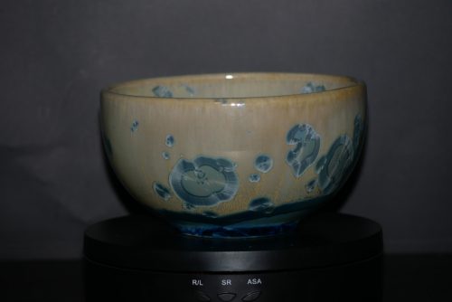 Bol en porcelaine cristaux gris-vert métallisés