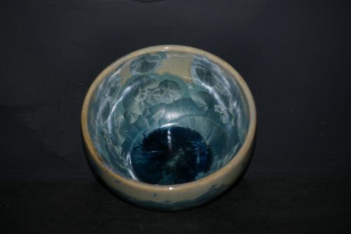 Bol en porcelaine cristaux gris-vert métallisés