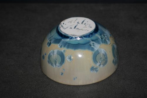 Bol en porcelaine cristaux gris-vert métallisés