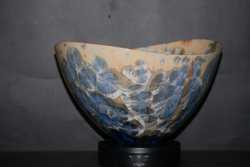 Grand saladier design porcelaine-gris-bleu