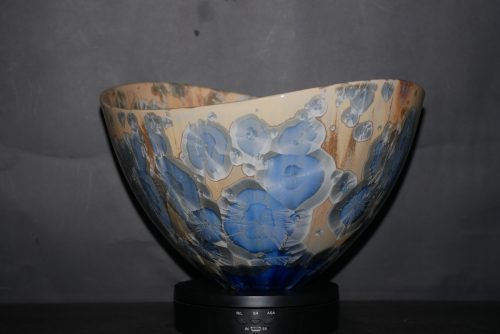 Grand saladier design porcelaine-gris-bleu