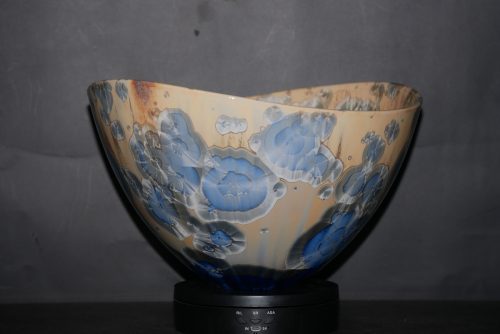 Grand saladier design porcelaine-gris-bleu