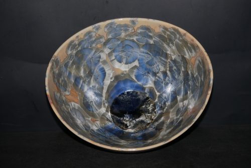 Grand saladier design porcelaine-gris-bleu