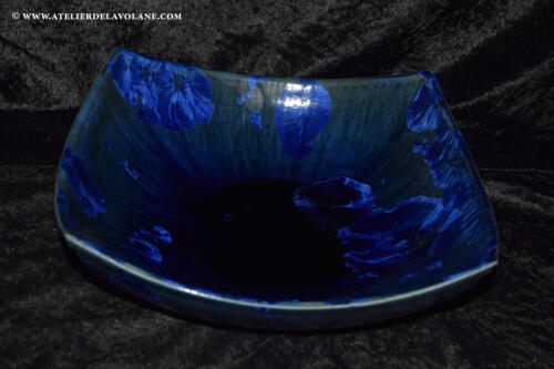 Coupe à fruits carrée en porcelaine bleu nuit