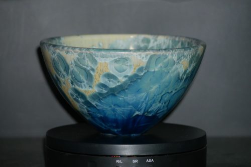 Grand bol japonais en porcelaine vert gris métallisé