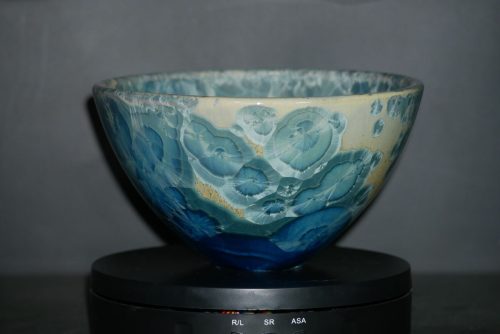 Grand bol japonais en porcelaine vert gris métallisé
