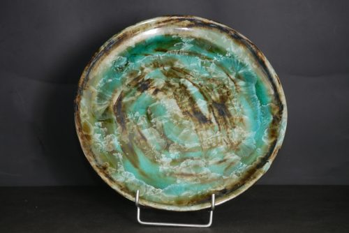 Jeu de 6 assiettes en grès email vert