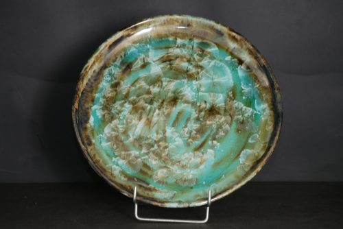 Jeu de 6 assiettes en grès email vert