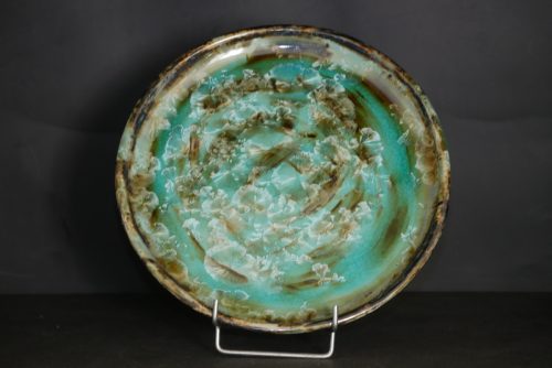 Jeu de 6 assiettes en grès email vert