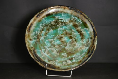 Jeu de 6 assiettes en grès email vert