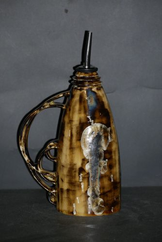 Huilier en grès noir cristaux blanc 6 cl