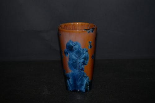 6 mazagrans en porcelaine marrons cristaux bleus