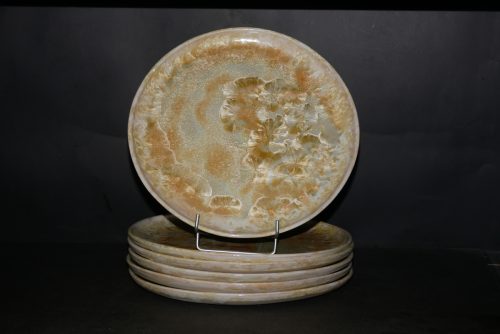 6 assiettes artisanales en gres blanc cristaux jaunes 1 (1) (1) (1)