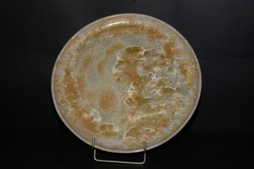 6 assiettes artisanales en gres blanc cristaux jaunes 2 (1) (1) (1)