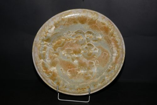 6 assiettes artisanales en gres blanc cristaux jaunes 4 (1) (1) (1)