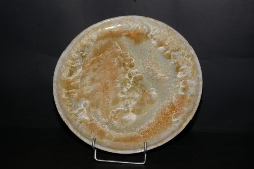 6 assiettes artisanales en gres blanc cristaux jaunes 5 (1) (1) (1)