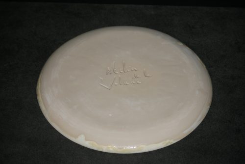 6 assiettes artisanales en grès blanc cristaux jaunes